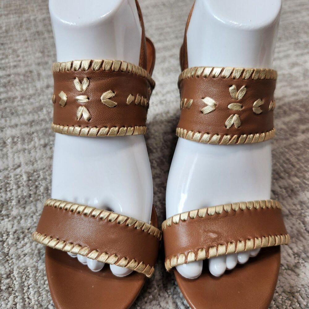 Jack Rogers Vanessa Stacked Platform Wedge Heel Sandal tan gold size 8 - Picture 4 of 12